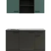 OPTIFIT Verona405/Madrid420 Miniküche 150 cm Steingrün / Anthrazit