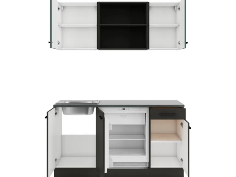 OPTIFIT Verona405/Madrid420 Miniküche 150 cm Steingrün / Anthrazit