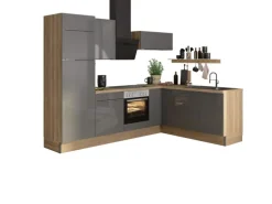Optifit Winkelküche Optikoncept Linus ohne E-Geräte 270 cm Anthrazit-Wildeiche