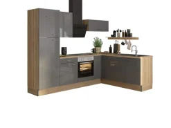 Optifit Winkelküche Optikoncept Jonte ohne E-Geräte 270 cm Anthrazit-Wildeiche