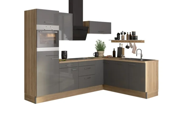 Optifit Winkelküche Optikoncept Jonte 270 cm Anthrazit-Wildeiche Nachb.