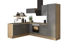 Optifit Winkelküche Optikoncept Jonte ohne E-Geräte 270 cm Anthrazit-Wildeiche