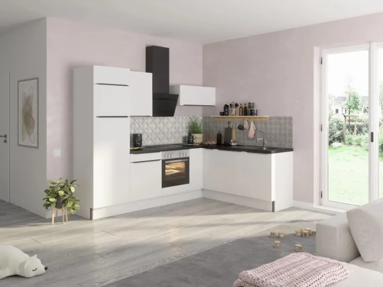 Optifit Winkelküche Optikoncept Arvid ohne E-Geräte 270 cm Weiß