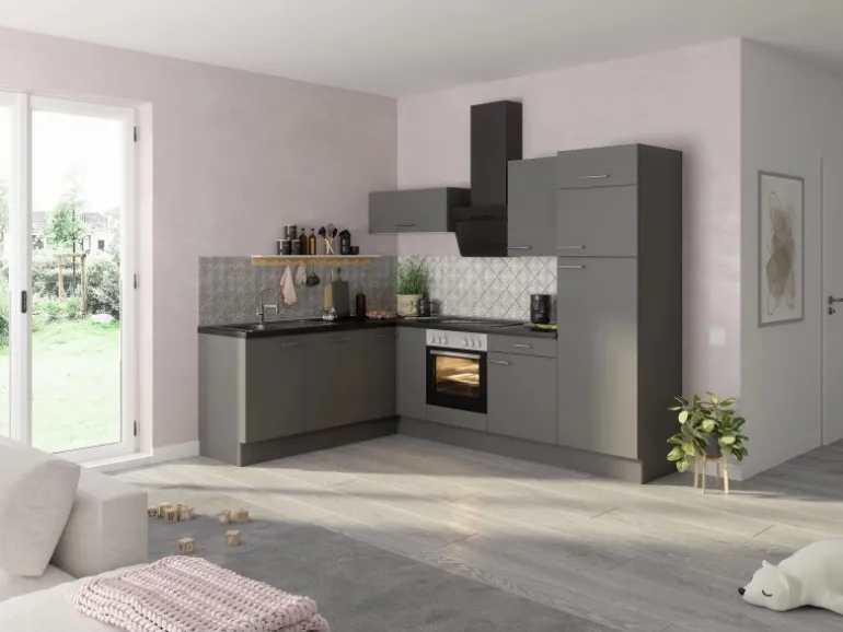 Optifit Winkelküche Optikoncept Mats ohne E-Geräte 270 cm Basaltgrau