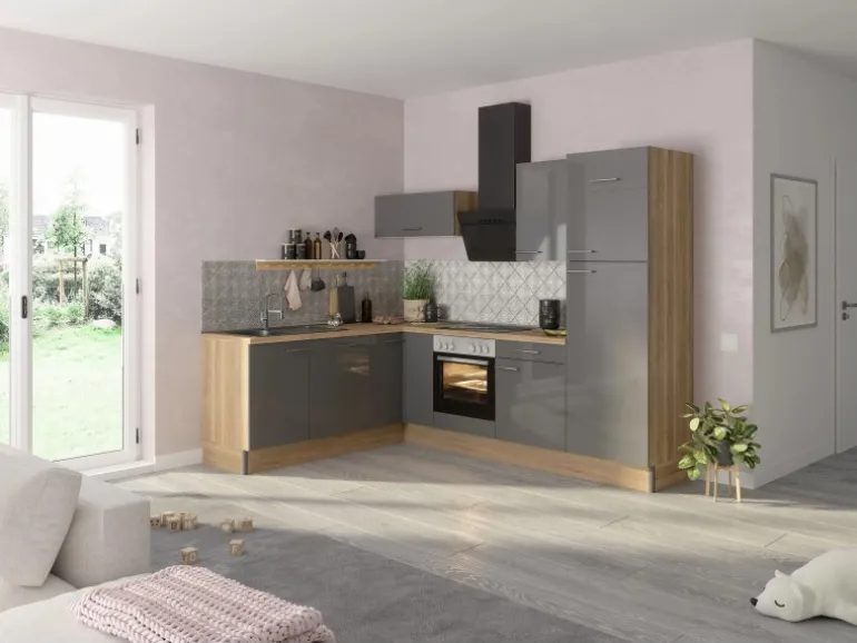 Optifit Winkelküche Optikoncept Jonte 270 cm Anthrazit-Wildeiche Nachb.