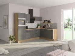 Optifit Winkelküche Optikoncept Linus ohne E-Geräte 270 cm Anthrazit-Wildeiche