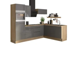 Optifit Winkelküche Optikoncept Linus ohne E-Geräte 270 cm Anthrazit-Wildeiche