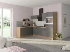 Optifit Winkelküche Optikoncept Jonte ohne E-Geräte 270 cm Anthrazit-Wildeiche