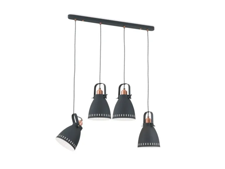 Orion Leuchten Hängeleuchte Theke 72 cm x 17 cm Schwarz 4 x E27