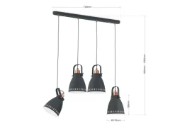 Orion Leuchten Hängeleuchte Theke 72 cm x 17 cm Schwarz 4 x E27