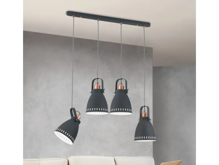 Orion Leuchten Hängeleuchte Theke 72 cm x 17 cm Schwarz 4 x E27