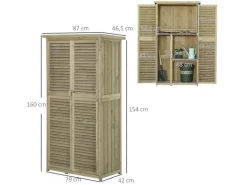 Outsunny Gartenschrank mit Asphaltdach 4 Fächer 87 x 46,5 x 160 cm