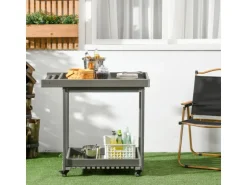 Outsunny Outdoor Servierwagen HDPE Grau 87L x 50B x 80H cm