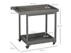 Outsunny Outdoor Servierwagen HDPE Grau 87L x 50B x 80H cm