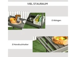 Outsunny Outdoor Servierwagen HDPE Grau 87L x 50B x 80H cm