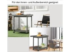 Outsunny Outdoor Servierwagen HDPE Grau 87L x 50B x 80H cm