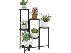 Outsunny  Pflanzenständer Metall Schwarz 60L x 40B x 80H cm