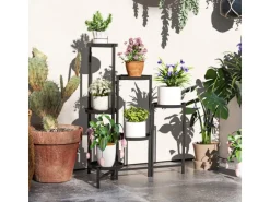 Outsunny  Pflanzenständer Metall Schwarz 60L x 40B x 80H cm