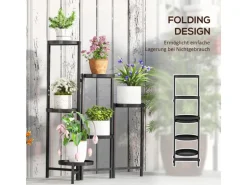 Outsunny  Pflanzenständer Metall Schwarz 60L x 40B x 80H cm