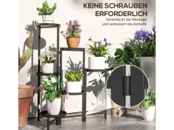 Outsunny  Pflanzenständer Metall Schwarz 60L x 40B x 80H cm