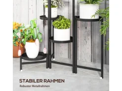 Outsunny  Pflanzenständer Metall Schwarz 60L x 40B x 80H cm