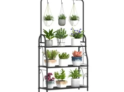 Outsunny  Pflanzenständer Metall Schwarz 75L x 25B x 137H cm