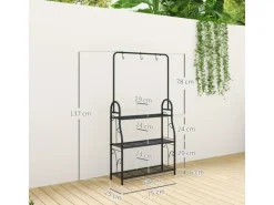 Outsunny Pflanzenständer Metall Schwarz 75L x 25B x 137H cm