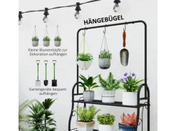 Outsunny Pflanzenständer Metall Schwarz 75L x 25B x 137H cm