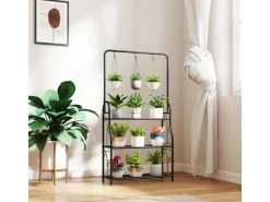 Outsunny Pflanzenständer Metall Schwarz 75L x 25B x 137H cm