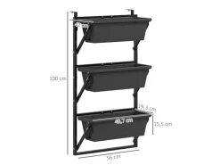 Outsunny Pflanzentopf Set Stahl Pflanzentopf für Garten Balkon Dunkelgrau