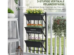 Outsunny Pflanzentopf Set Stahl Pflanzentopf für Garten Balkon Dunkelgrau