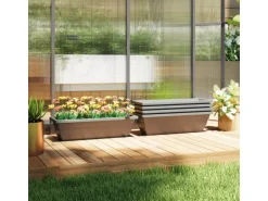 Outsunny Pflanztöpfe Kunststoff  5er Set Blumentopf aus Kunststoff Grau