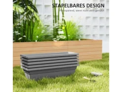 Outsunny Pflanztöpfe Kunststoff  5er Set Blumentopf aus Kunststoff Grau