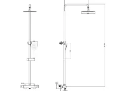 PaulGurkes Aufputz Regendusche Thermostatarmatur eckiger Duschkopf