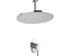 PaulGurkes Duscharmatur Regendusche Unterputz oval Einhandmischer Deckenarm Duschkopf