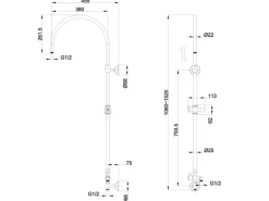 PaulGurkes Dusch-Set mit Unterputz-Armatur Kupfer Nostalgie Retro Duschsystem