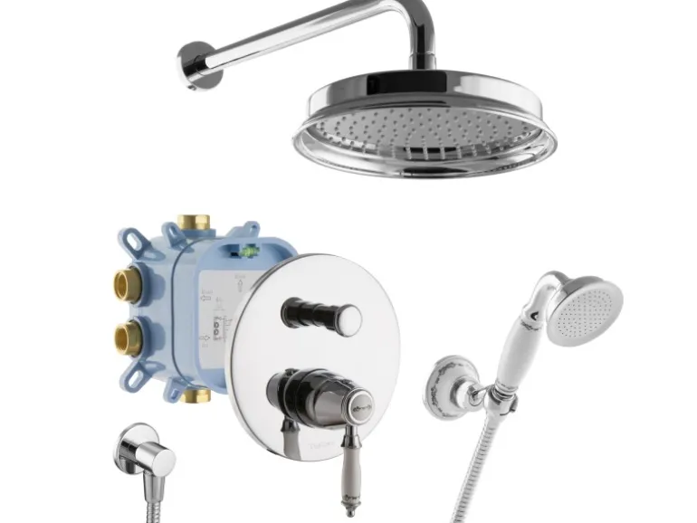 PaulGurkes Duschsystem Retro Nostalgie Regendusche Unterputzarmatur