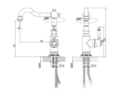 PaulGurkes Küchenarmatur Retro Waschtischarmatur Nostalgie Wasserhahn