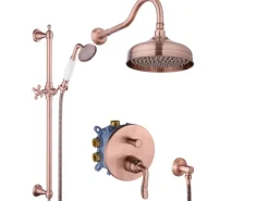 PaulGurkes Kupfer Duschsystem Antik Nostalgie Dusch-Set Unterputz Regendusche