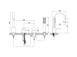 PaulGurkes 4-Loch Wannenrandarmatur Wannenkombination oval