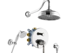 PaulGurkes Nostalgie Duschsystem Set Komplett Regendusche mit Grundkörper