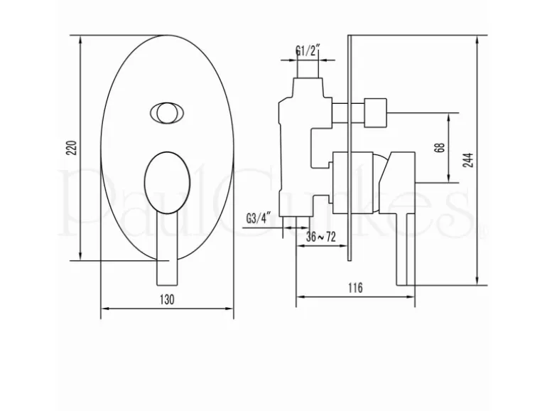 PaulGurkes Regendusche Regenwalddusche unterputz Duschsystem oval Messing Deckeneinbau