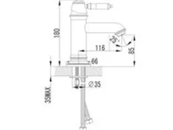 PaulGurkes Schwarze Retro Waschtischarmatur Einhandmischer Bordüre Nostalgie Wasserhahn