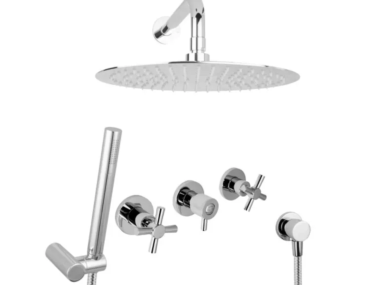 PaulGurkes Tropendusche Duschsystem unterputz 30cm Brausekopf Messing Duschset