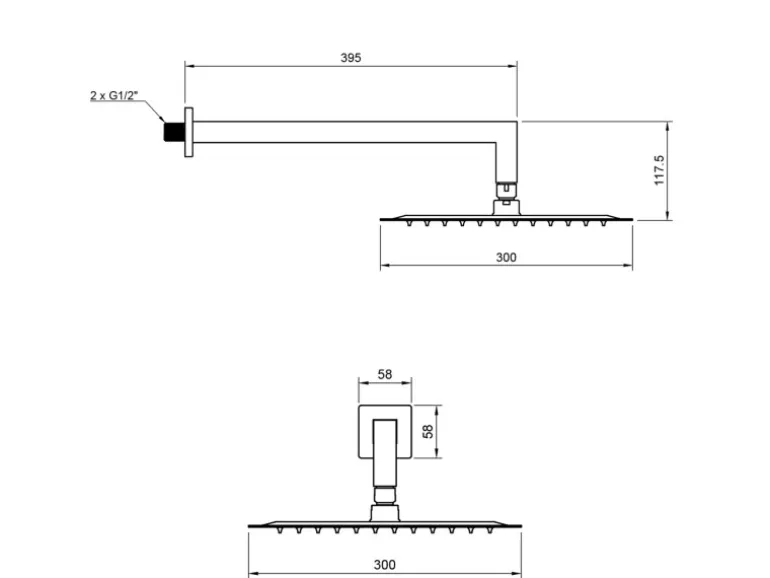 PaulGurkes Unterputz Duschgarnitur 30cm Regenbrause