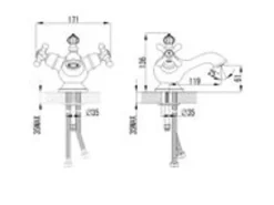 PaulGurkes Waschtischarmatur Retro Antik Zweigriffmischer Klein