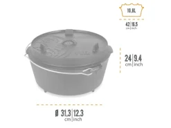 Petromax Dutch Oven FT12 Schwarz mit Standfüßen 10,8 l