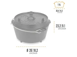 Petromax Dutch Oven FT9 Schwarz mit Standfüßen 7,5 l Ø 23,9 cm