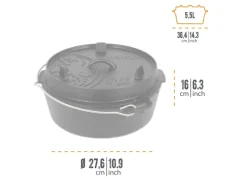 Petromax Dutch Oven FT6-T Schwarz mit planem Boden 5,5 l