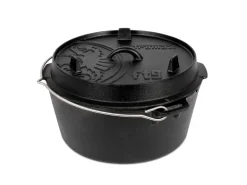 Petromax Dutch Oven Set FT9-T-Scrub Schwarz mit planem Boden 7,5 l Ø 23,9 cm